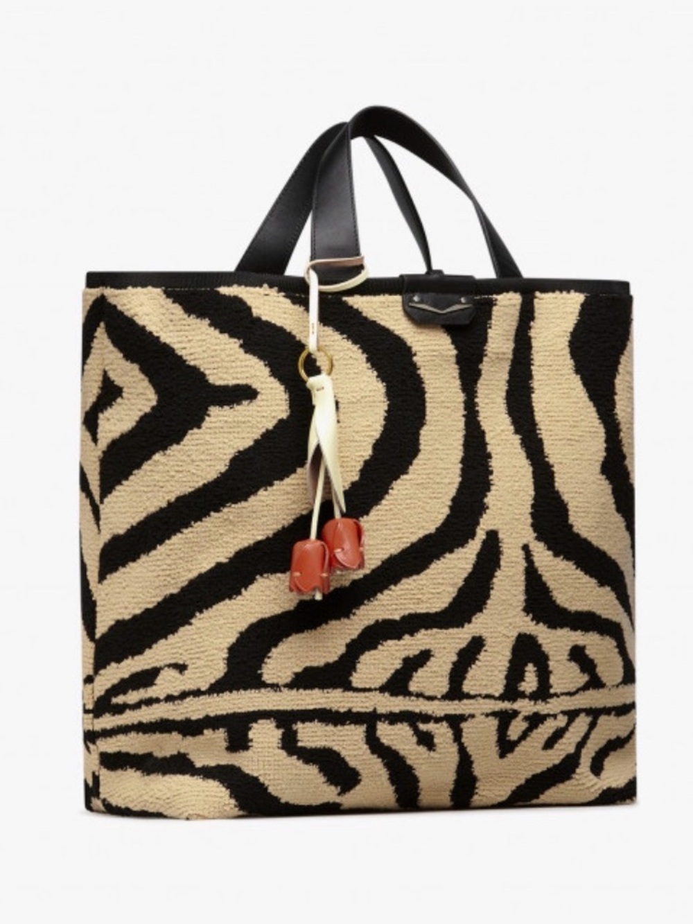NWT VOILE BLANCHE THE LARGE WINTER SAFARI TOTE BAG in DARK BROWN-BEIGE - Picture 2 of 14